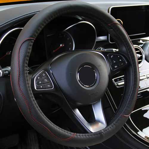 Fiber Skin Steering Wheel Cover Braid On The Steering Wheel Cover Auto Car Wheel Cover Car Accessories